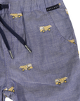 Embroidered Truck Chambray Short Dark