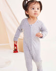 Cotton Modal Double Zip Romper Grey Marle