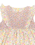 Frill Smocked Dress Yellow Floral