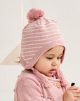 Knit Beanie Pink Stripe with Tassels