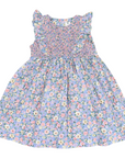 Smocked Floral Dress Blue Floral