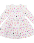 Dancing Unicorn Print Dress Cream