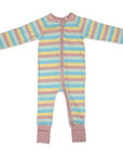 Stripes Zip Onesie Pink