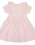 Gold Spot Sleeved Cotton Frill Dress Light Pink