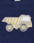 Truck Applique Knit Sweater Navy Stripe