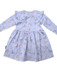 Butterfly Print Long Sleeve Dress Blue Herron