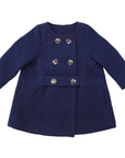 Double Breasted Satin Lined Overcoat Navy