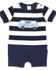 Kombi Van Short Sleeve Romper Navy Stripe