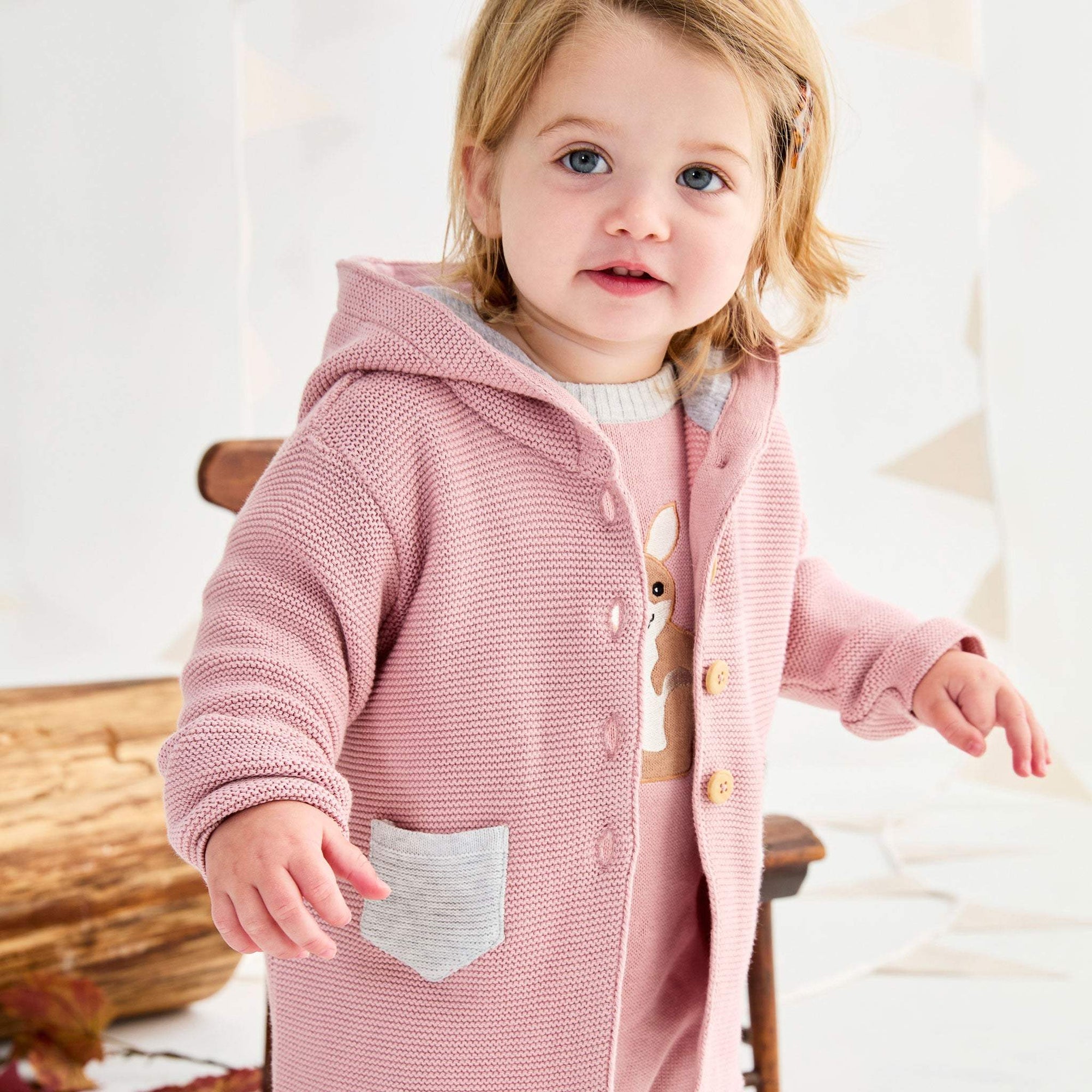 Hooded Knit Jacket Pink