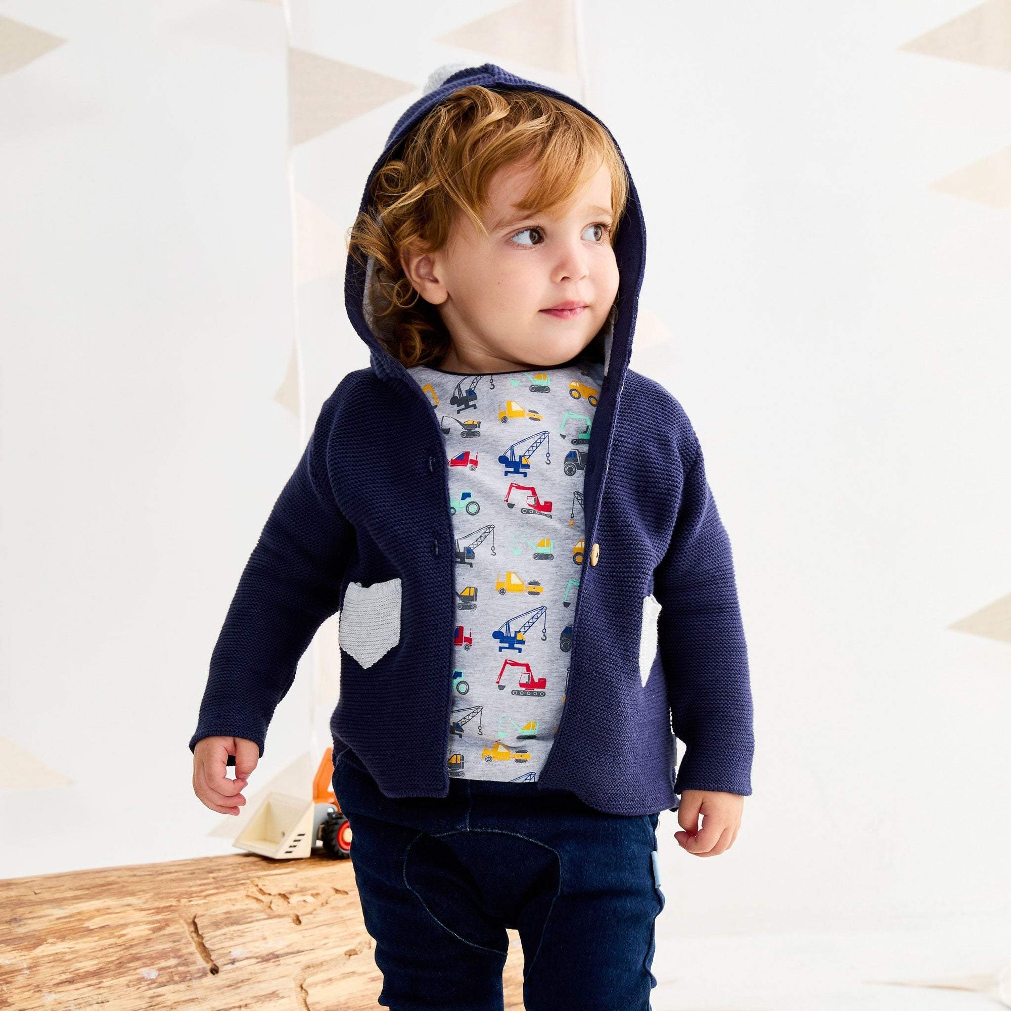 Hooded Knit Jacket Navy