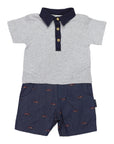 Race Car Short Sleeve Onesie Grey