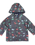 Dinosaur Raincoat Terry Towelling Lined Charcoal