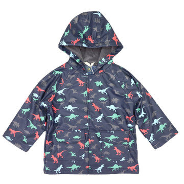 Dinosaur Raincoat Terry Towelling Lined Navy