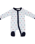Cotton Romper with Car Print White