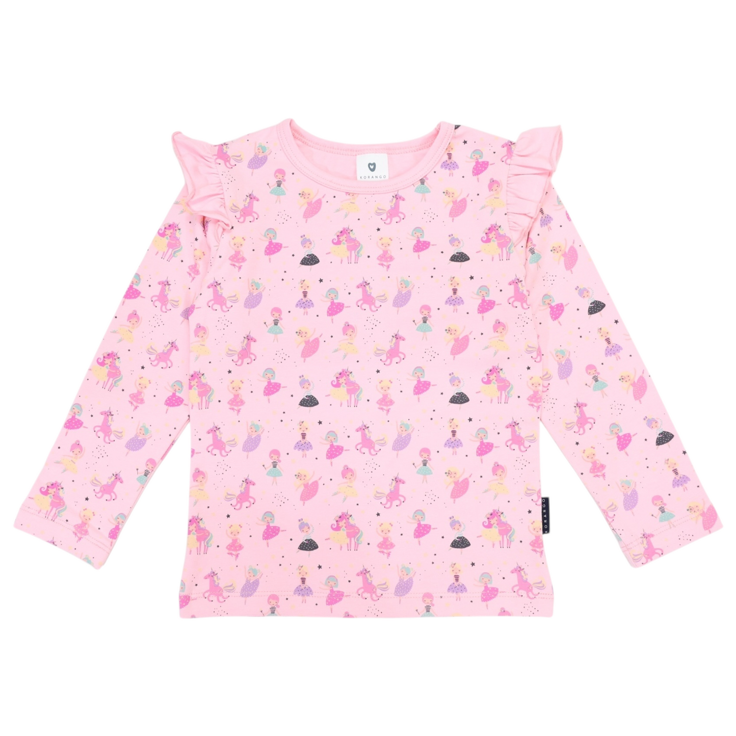 Dancing Unicorn Frill Print Tee Pink