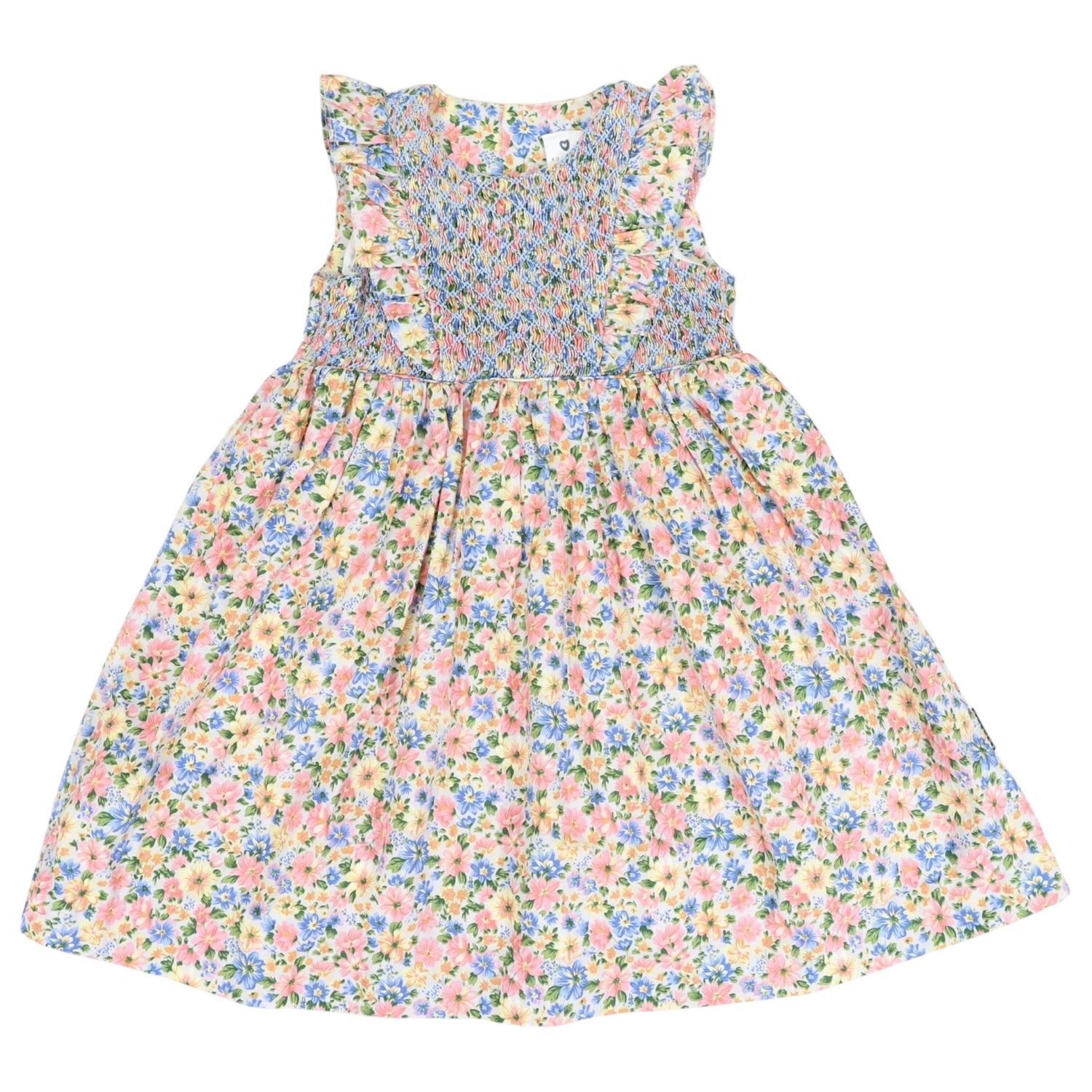 Smocked Floral Dress Yellow Floral