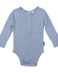 Cotton Modal Henley Bodysuit Dusty Blue