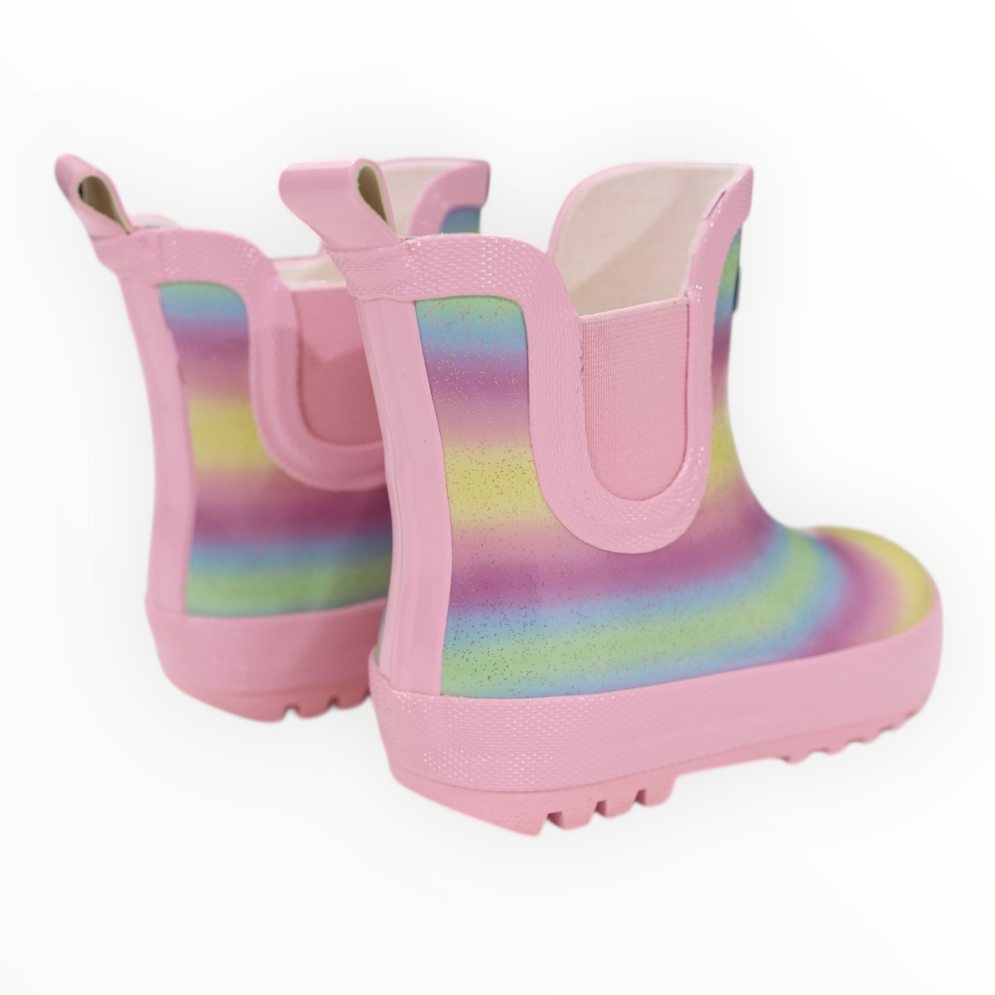 Glitter Rainbow Short Gumboot Pink
