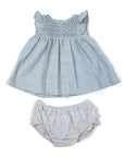 Smocked Blouse & Frill Pant Blue