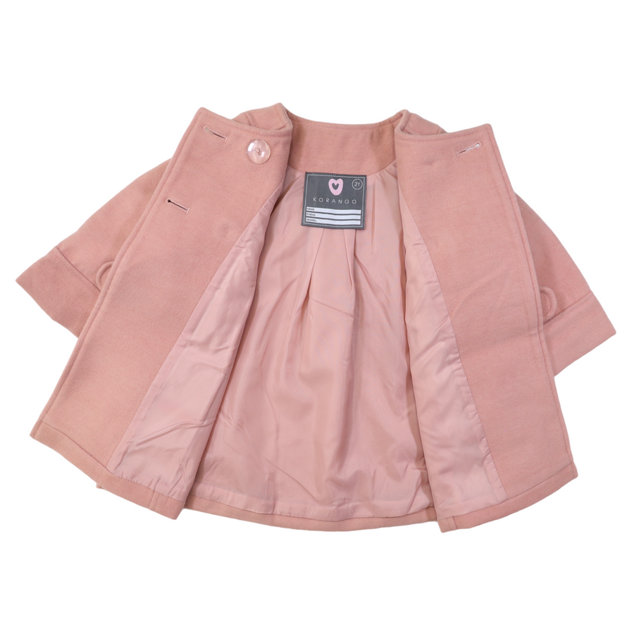 Double Breasted Satin Lined Overcoat Dusty Pink
