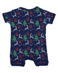 Pyjamas Cotton Modal Xmas Short Sleeve Zip Romper Navy