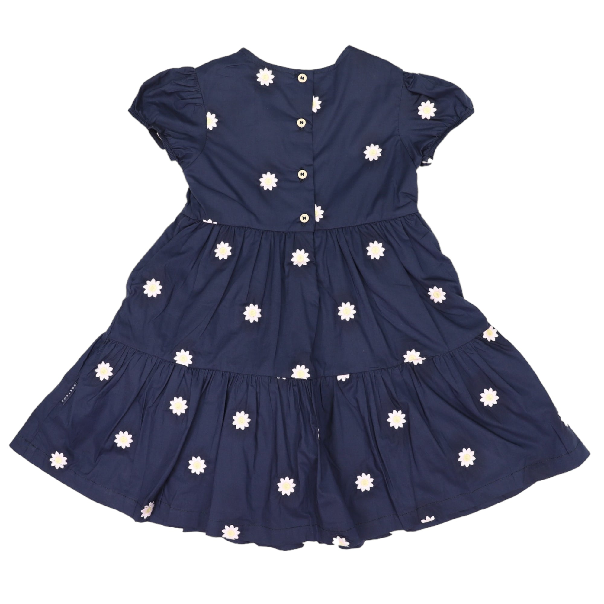 Flower Embroidered Dress Navy