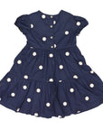 Flower Embroidered Dress Navy