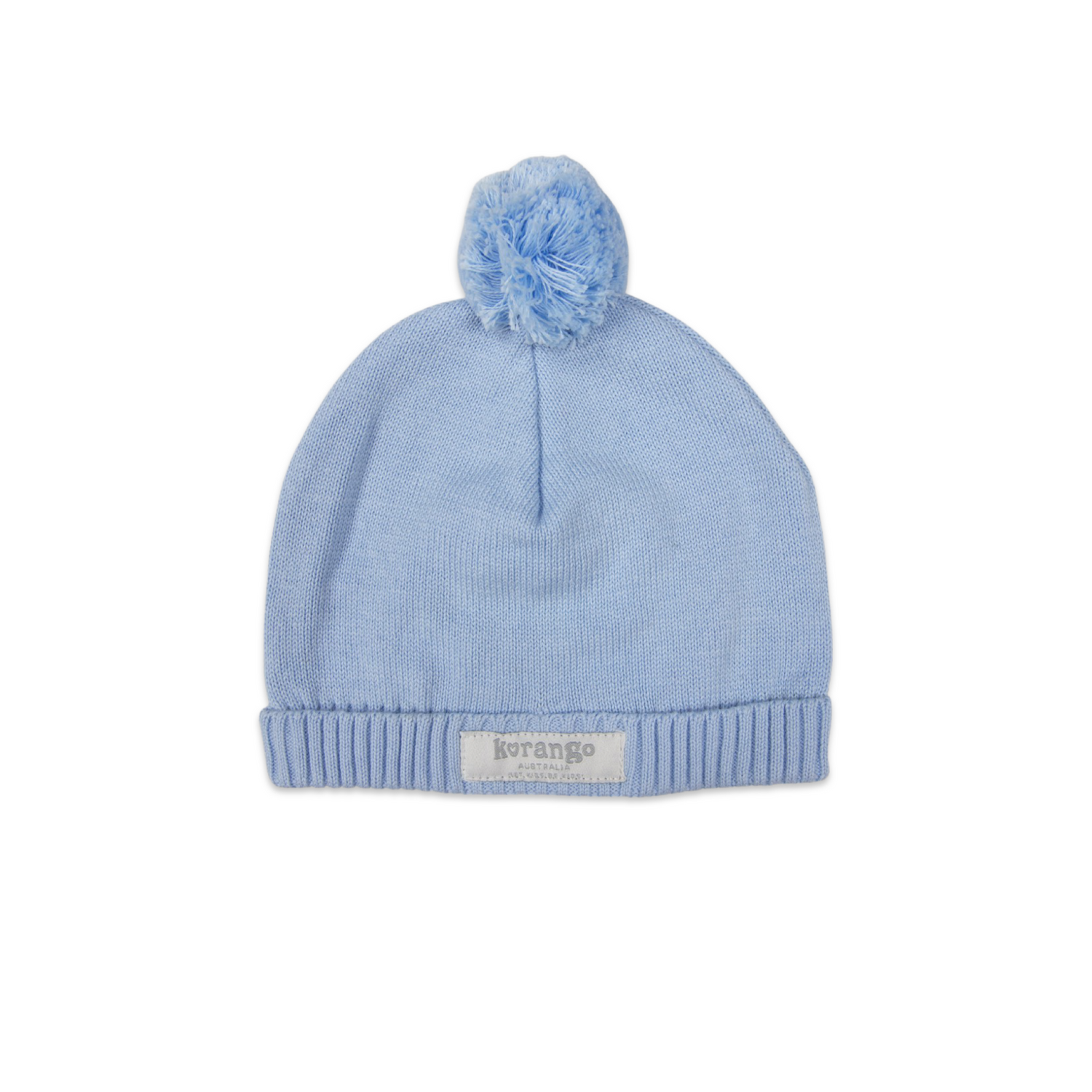 Knitted Beanie Blue with Pom