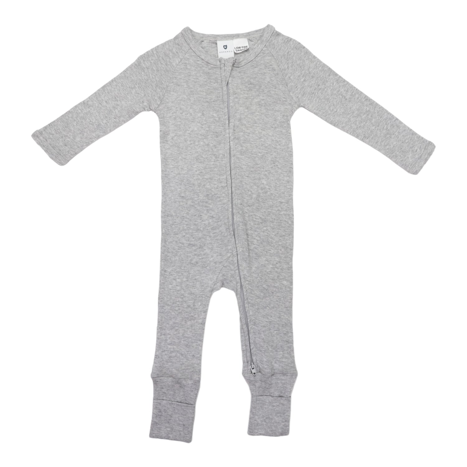 Cotton Modal Zip Long Sleeve Onesie Grey