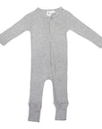 Cotton Modal Zip Long Sleeve Onesie Grey