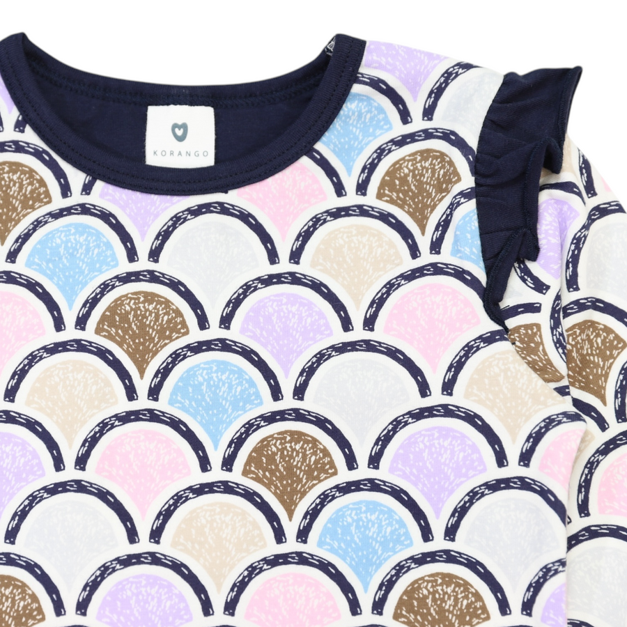 Arch Frill Print Tee Blue