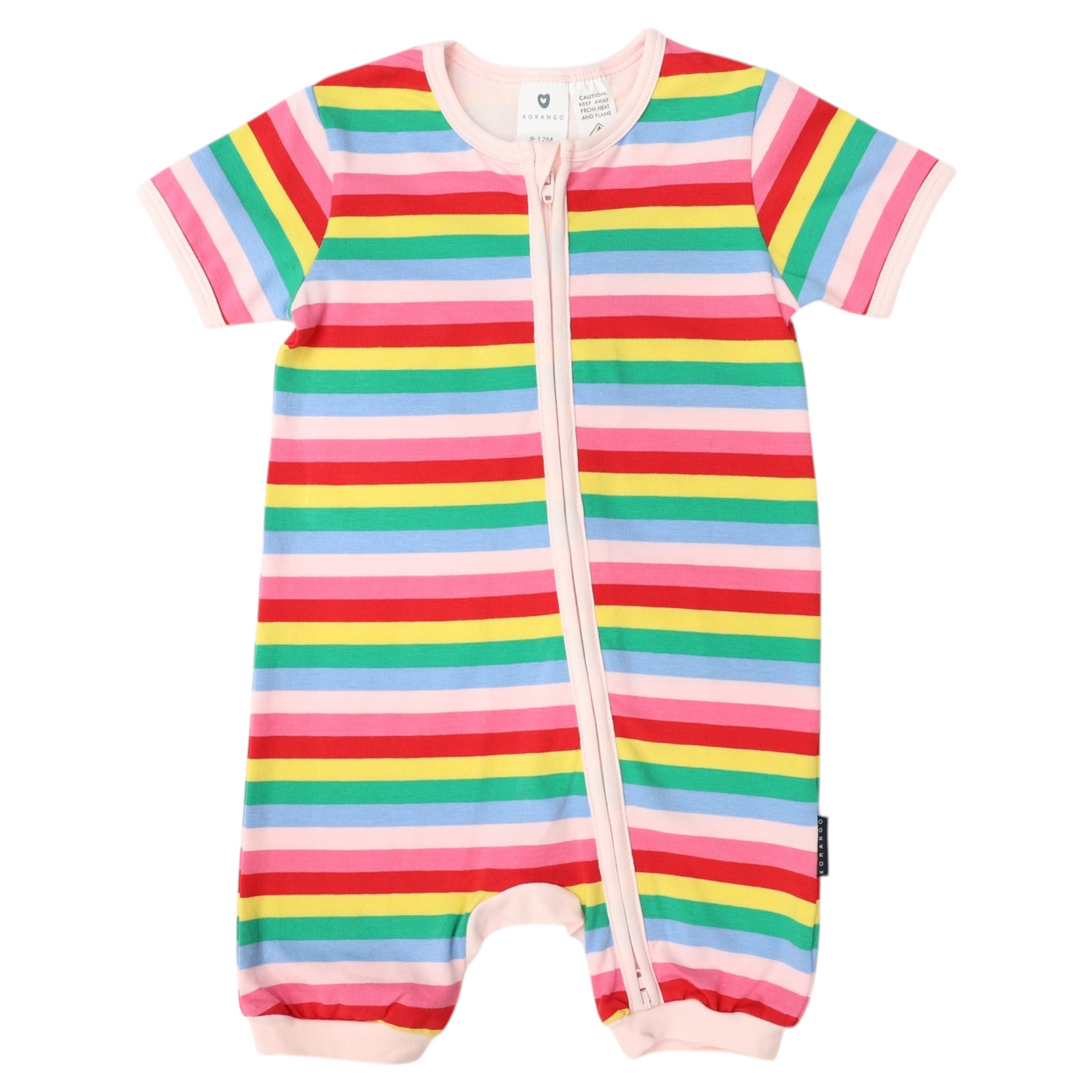 Stripe Short Sleeve Zip Romper Rainbow Stripe