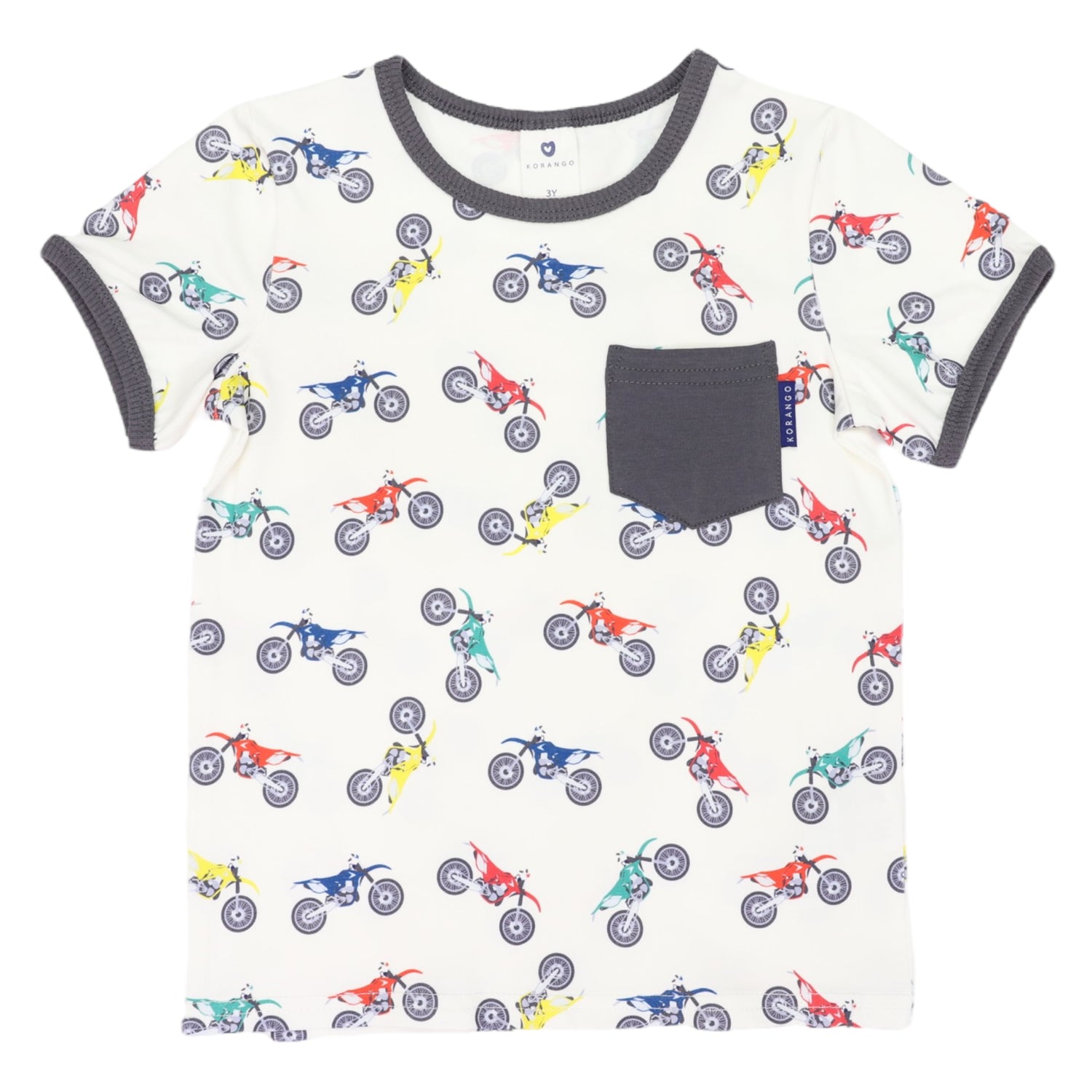 Motor Bike Print Pocket Tee White