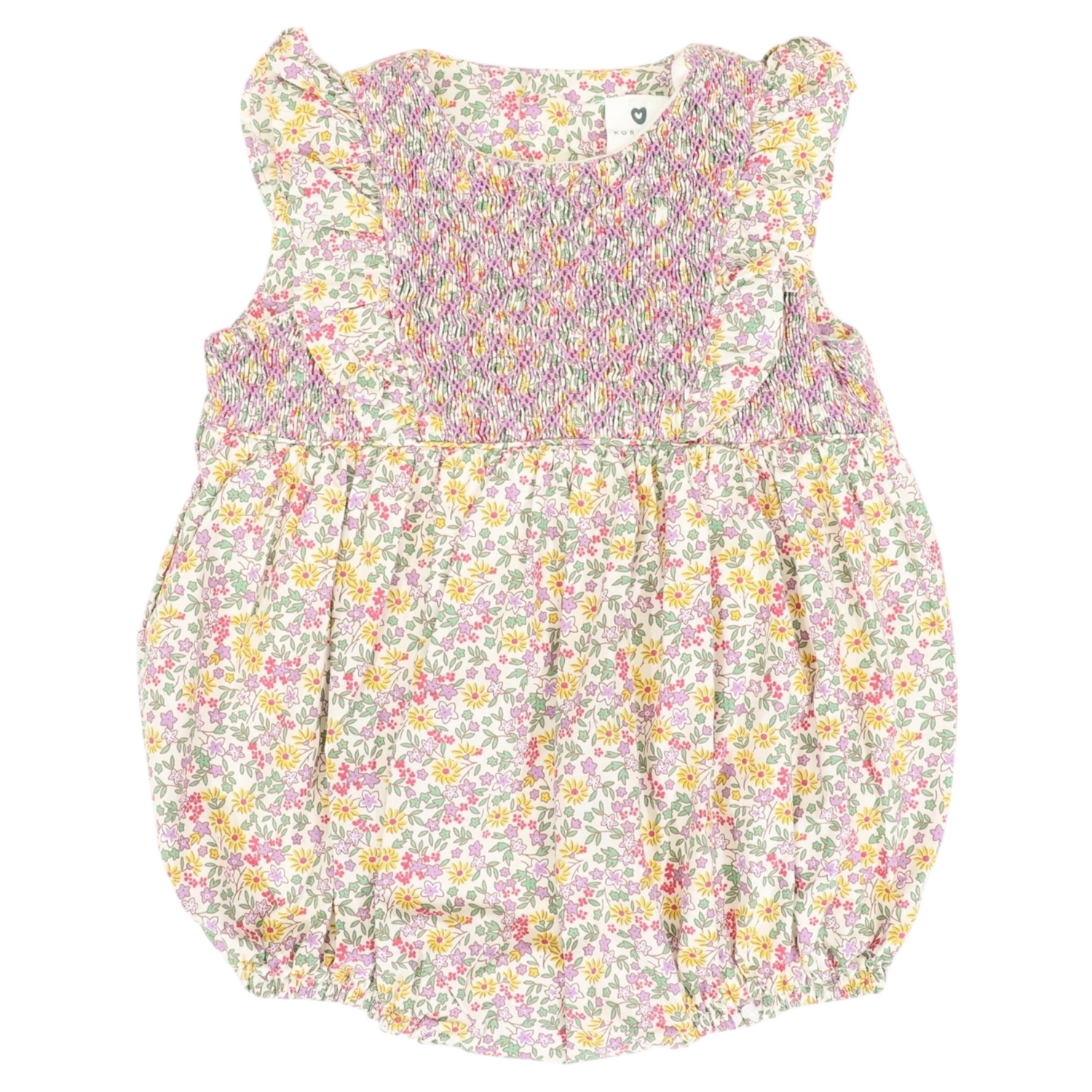 Floral Smocked Sunsuit Yellow Floral