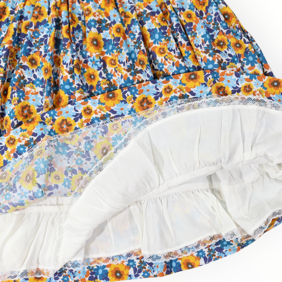 Bold Smocked Floral Dress Blue
