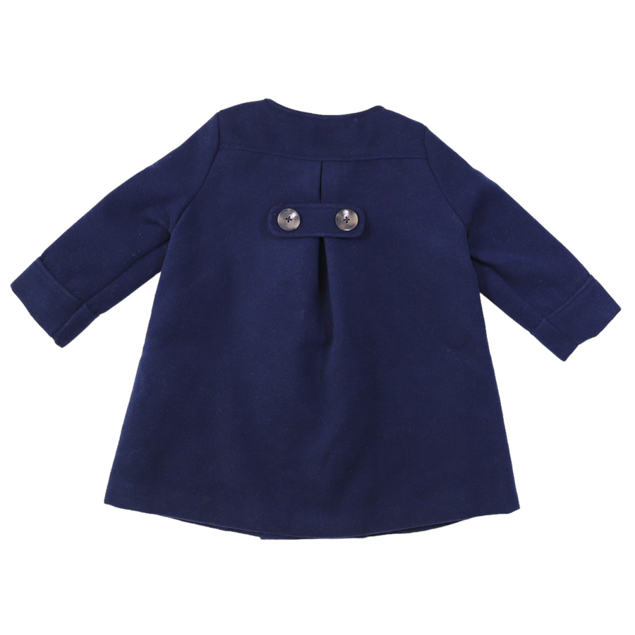 Double Breasted Satin Lined Overcoat Navy