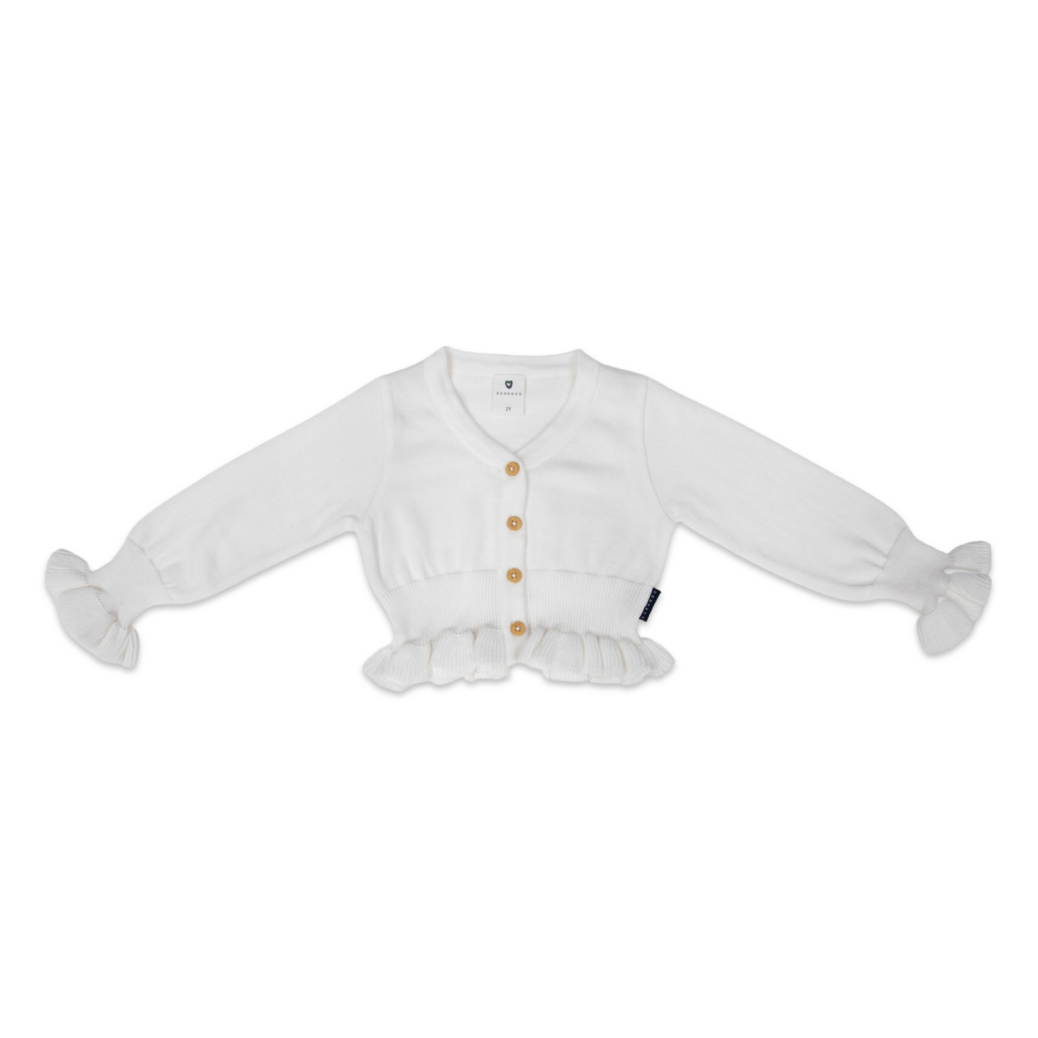 Knit Cardigan with Ruffles White