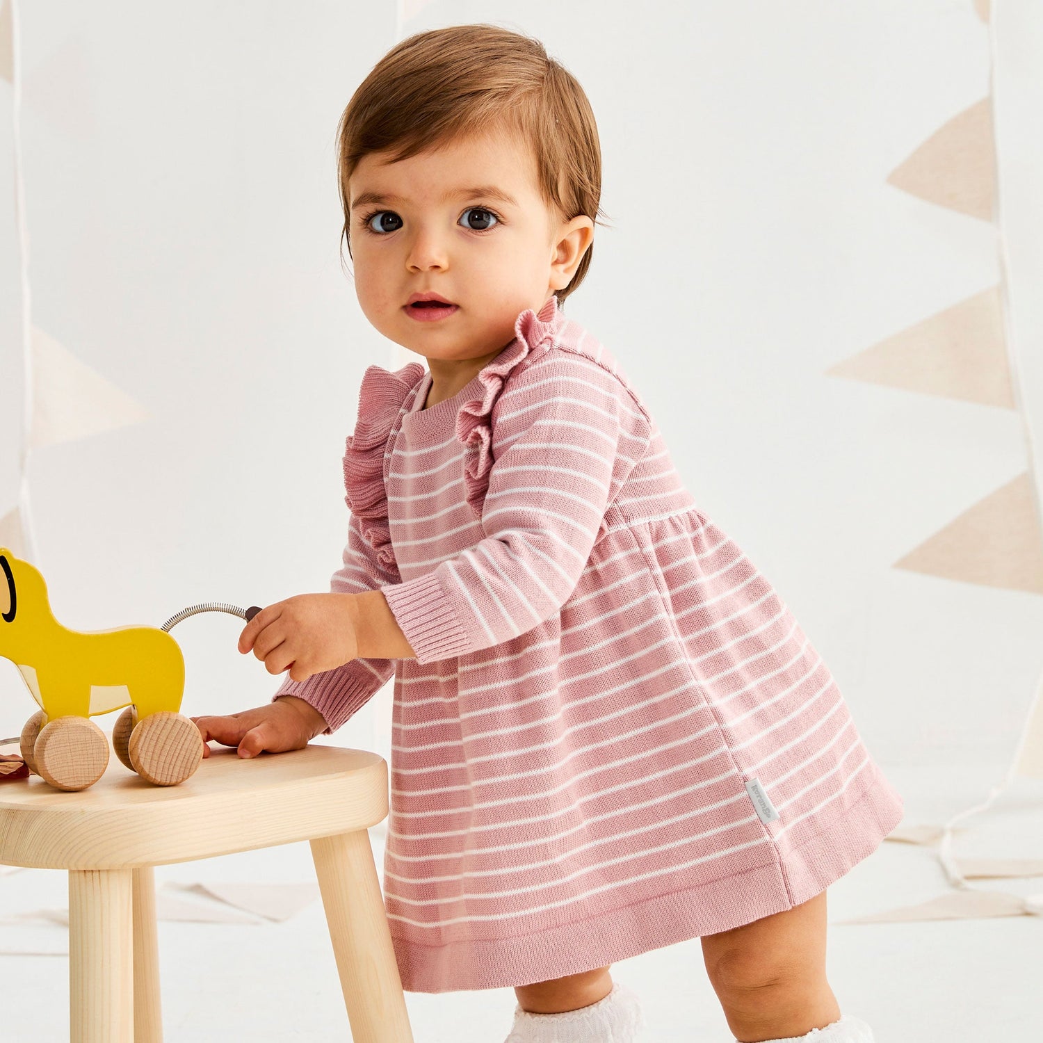 Striped Knit Dress Pink