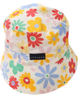 Flower Print Woven Frill Sun Hat Navy