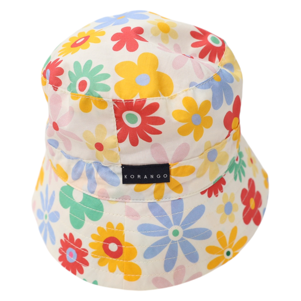 Flower Print Woven Frill Sun Hat Navy