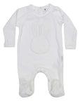 Velour Romper with Bunny Applique White