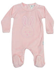 Velour Romper with Bunny Applique Pink