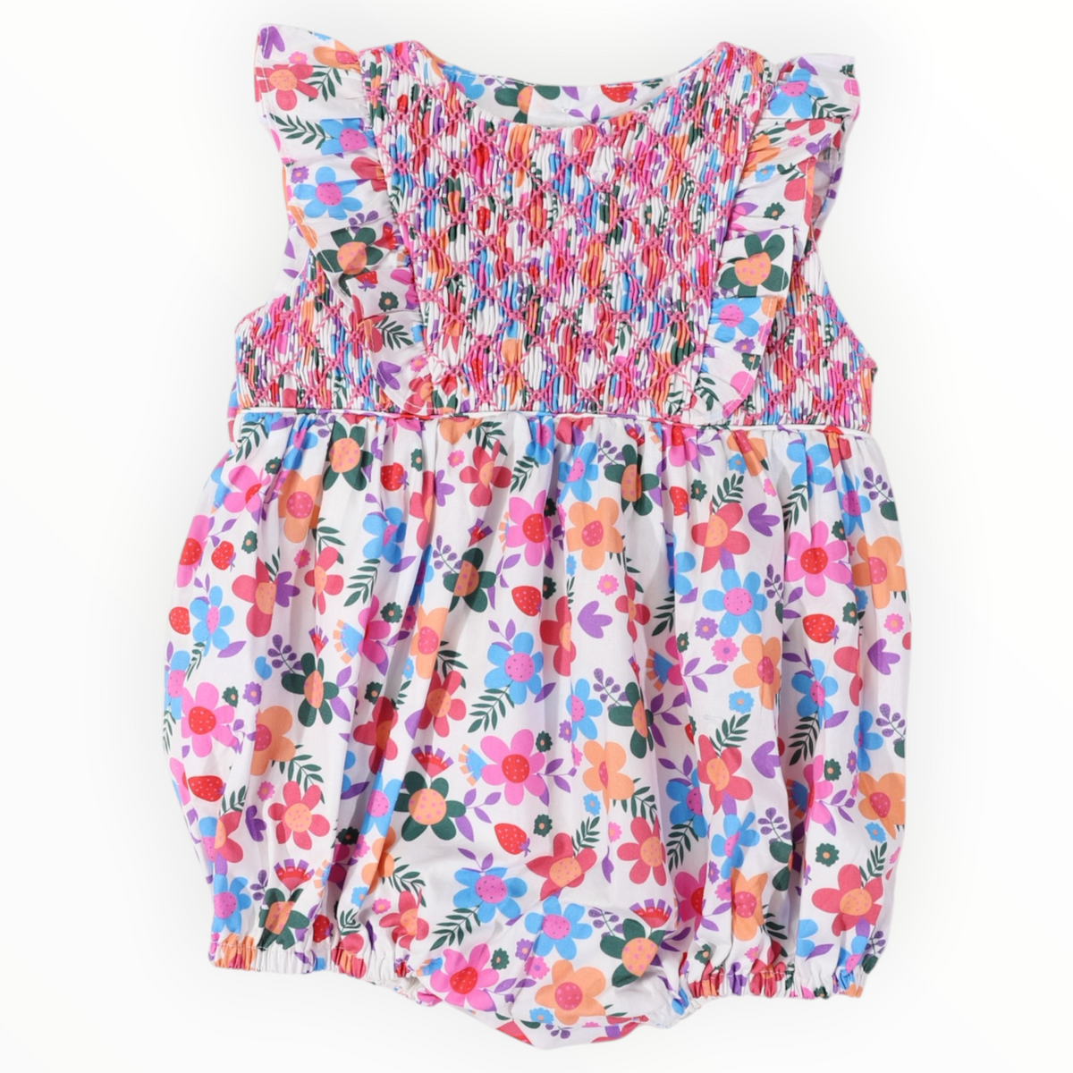 Smocked Bold Floral Sunsuit