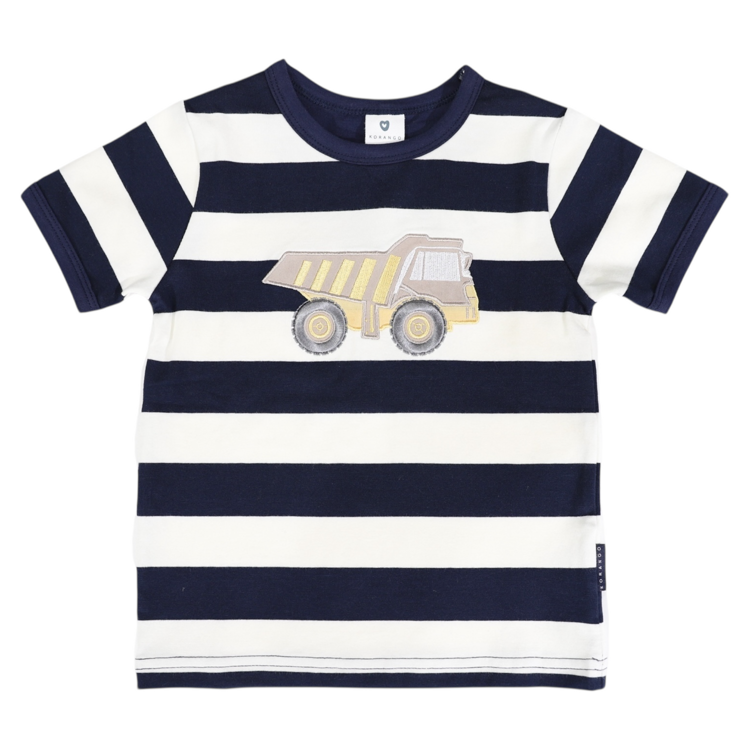 Truck Applique Tee Navy Stripe