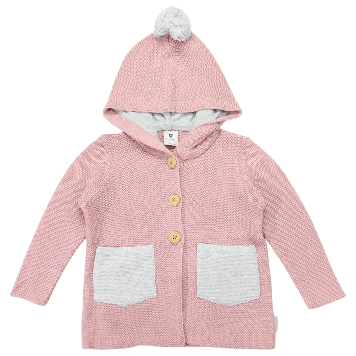 Hooded Knit Jacket Pink