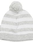 Knit Beanie Grey Stripe with Pom