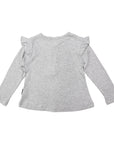 Soft Cotton Modal Button Down Frill Top Grey Marle