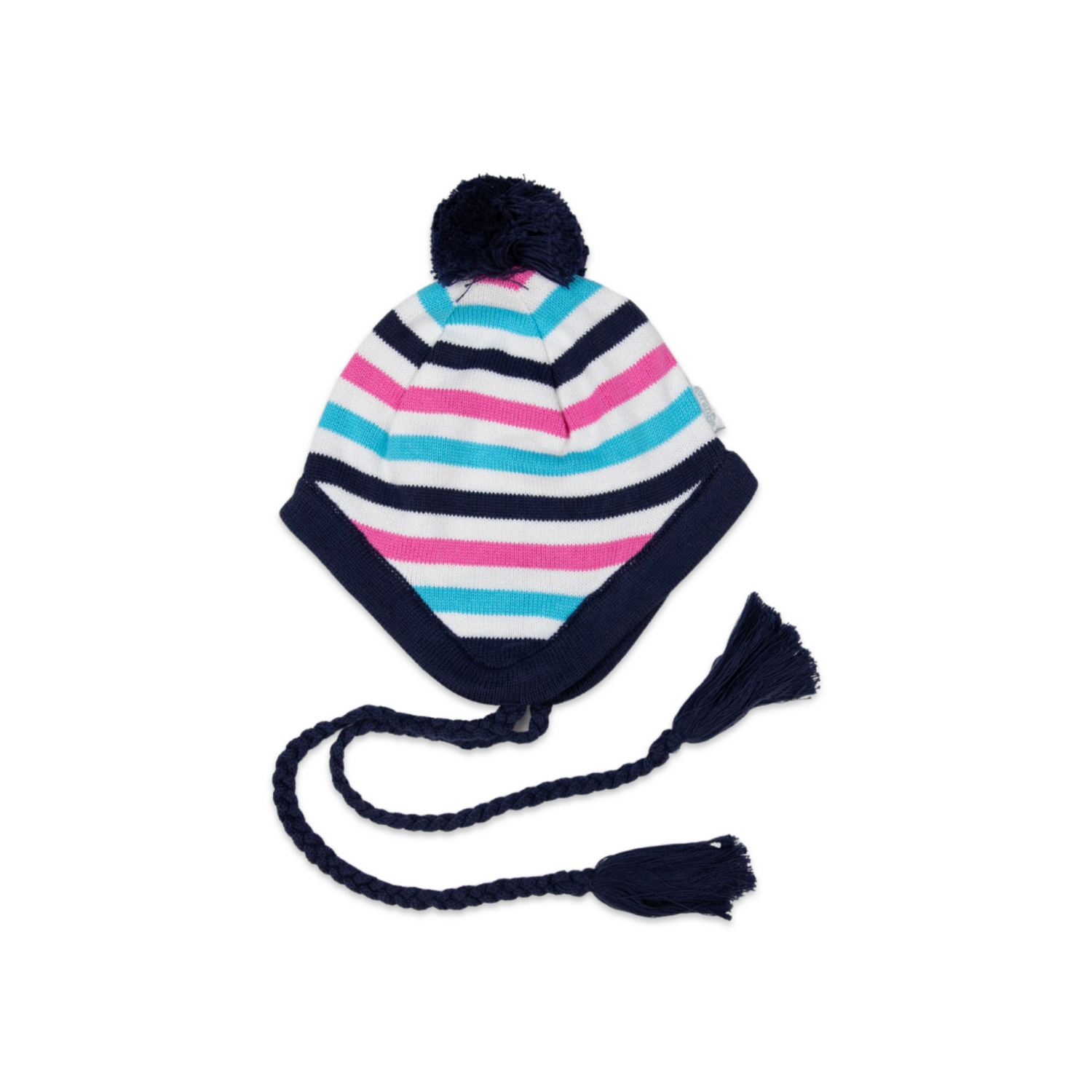 Striped Lined Knit Beanie Blue