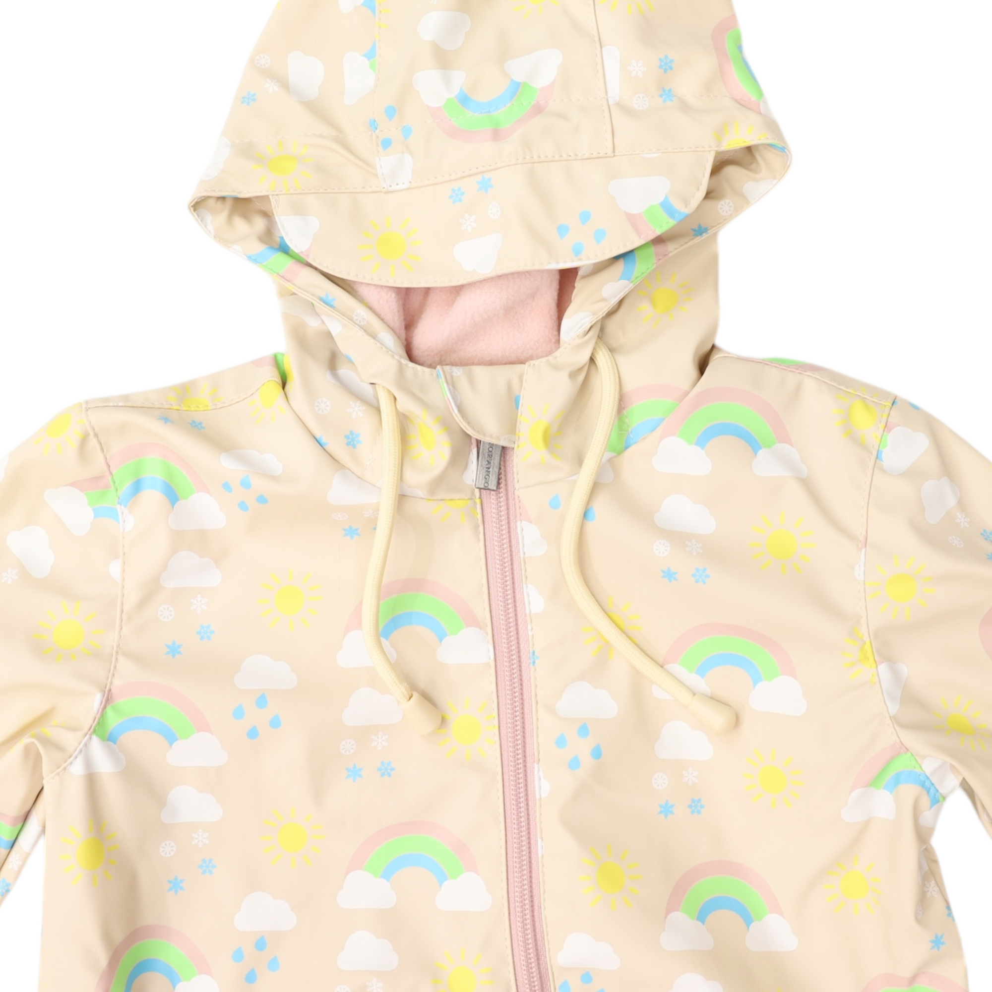 Sunshine &amp; Rainbows Polar Fleece Lined Zip Rain Suit Tapioca