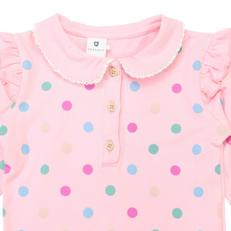 Collared Frill Top Pink